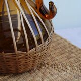 Glass and wicker decanter