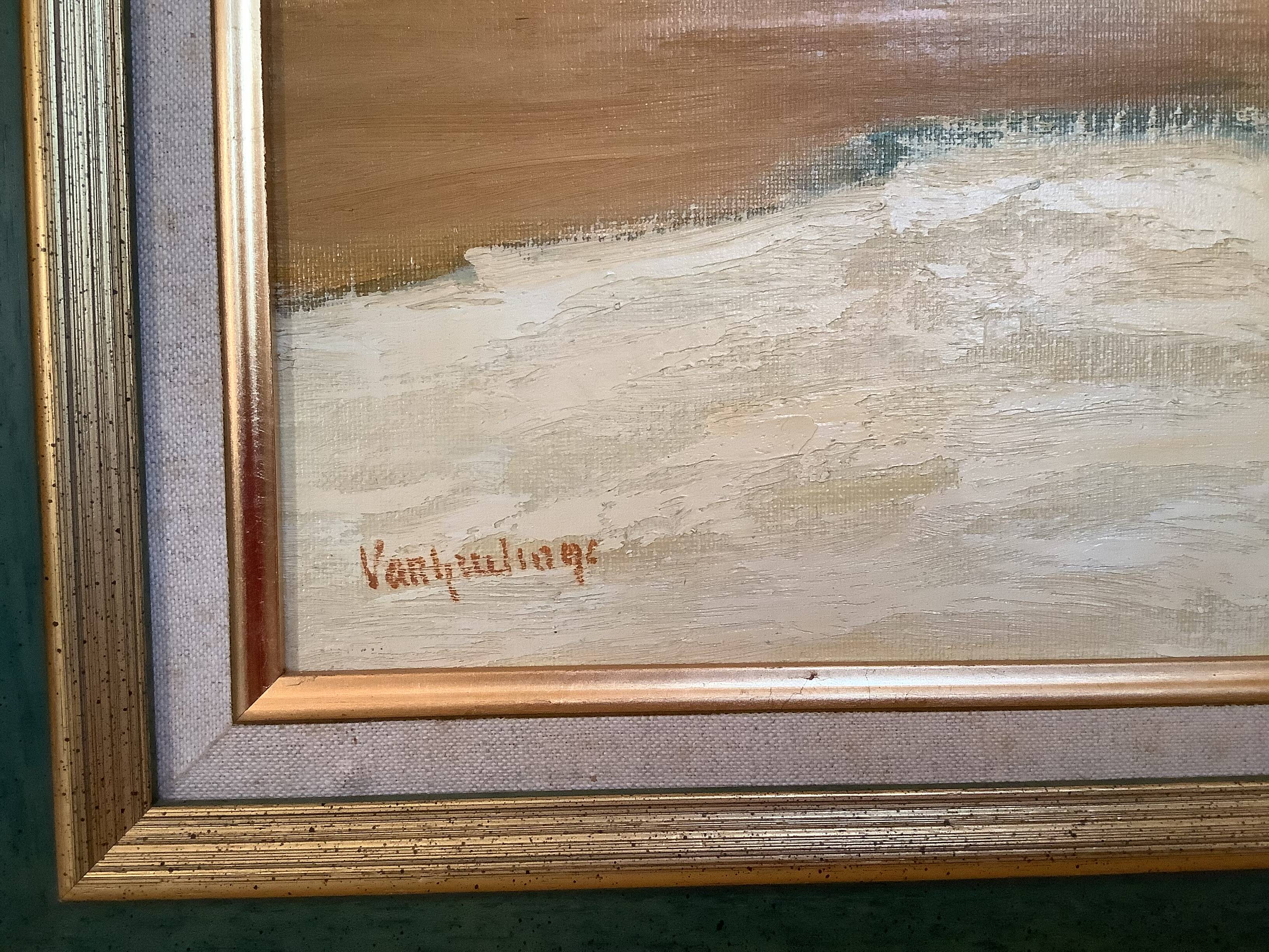 Marine painting by Pierre Van Grevelinge, oil on canvas, signed.