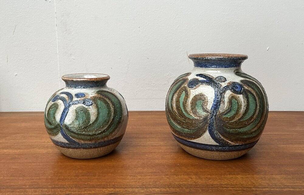 Cactus series round vases in ceramic from the mid-century modern Danish studio Søholm, 1960s, set of 2.