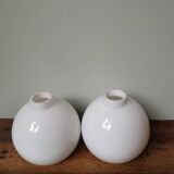 Set of 2 vintage white opaline lamp globe ball pendant lamp