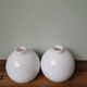 Set of 2 vintage white opaline lamp globe ball pendant lamp