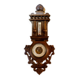 Henri II barometer and thermometer in carved wood
