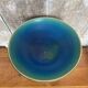 Ancien Bougeoir Coupe Céramique Bleue & Verte Scandinave Vintage