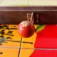 Vintage wooden wall coat rack - triple coat hook with red balls