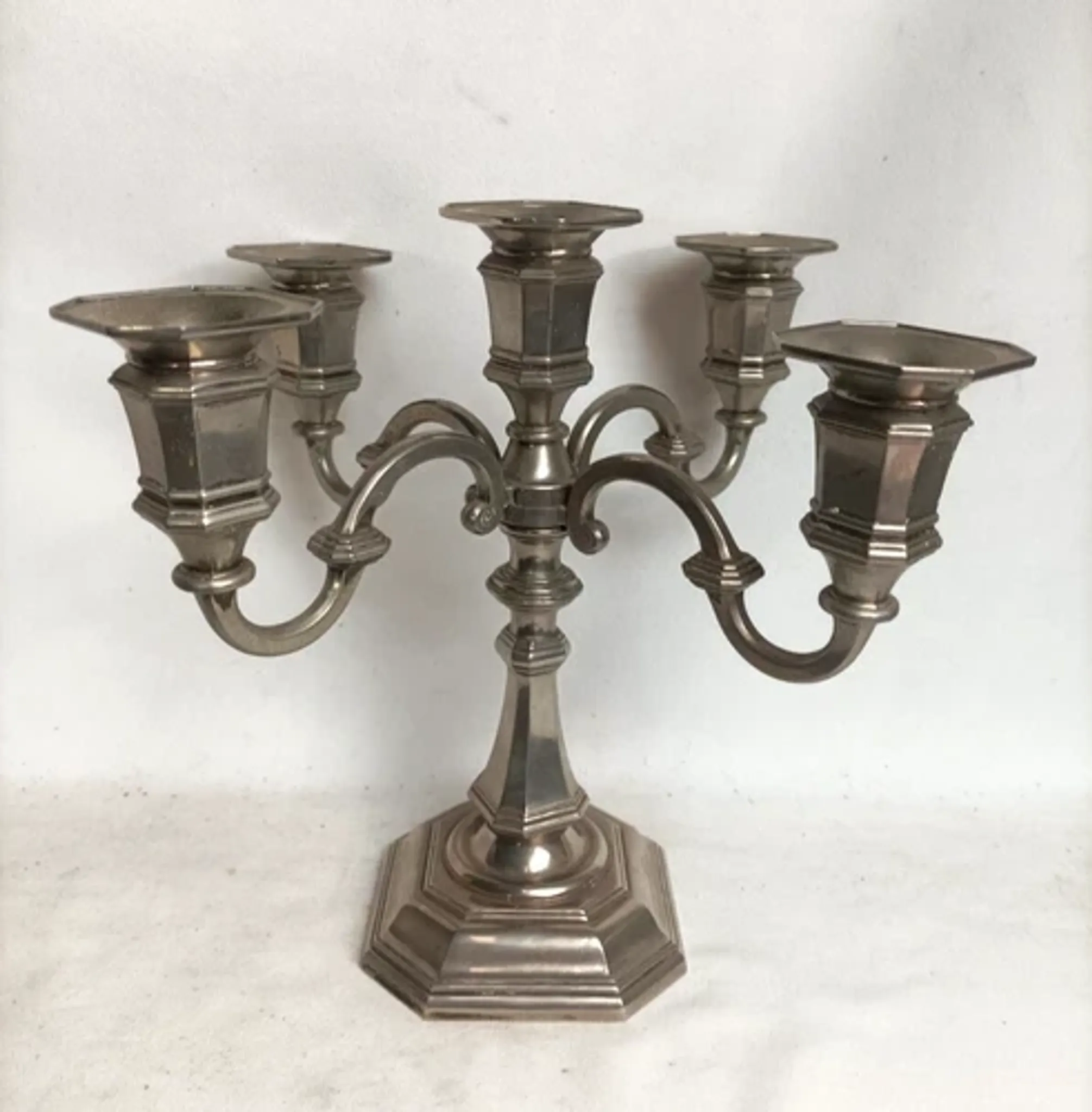 Silver-plated candle holder with 5 lights - late 20th century vintage