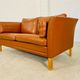 Vintage retro danish mogens hansen 2 person cognac leather sofa