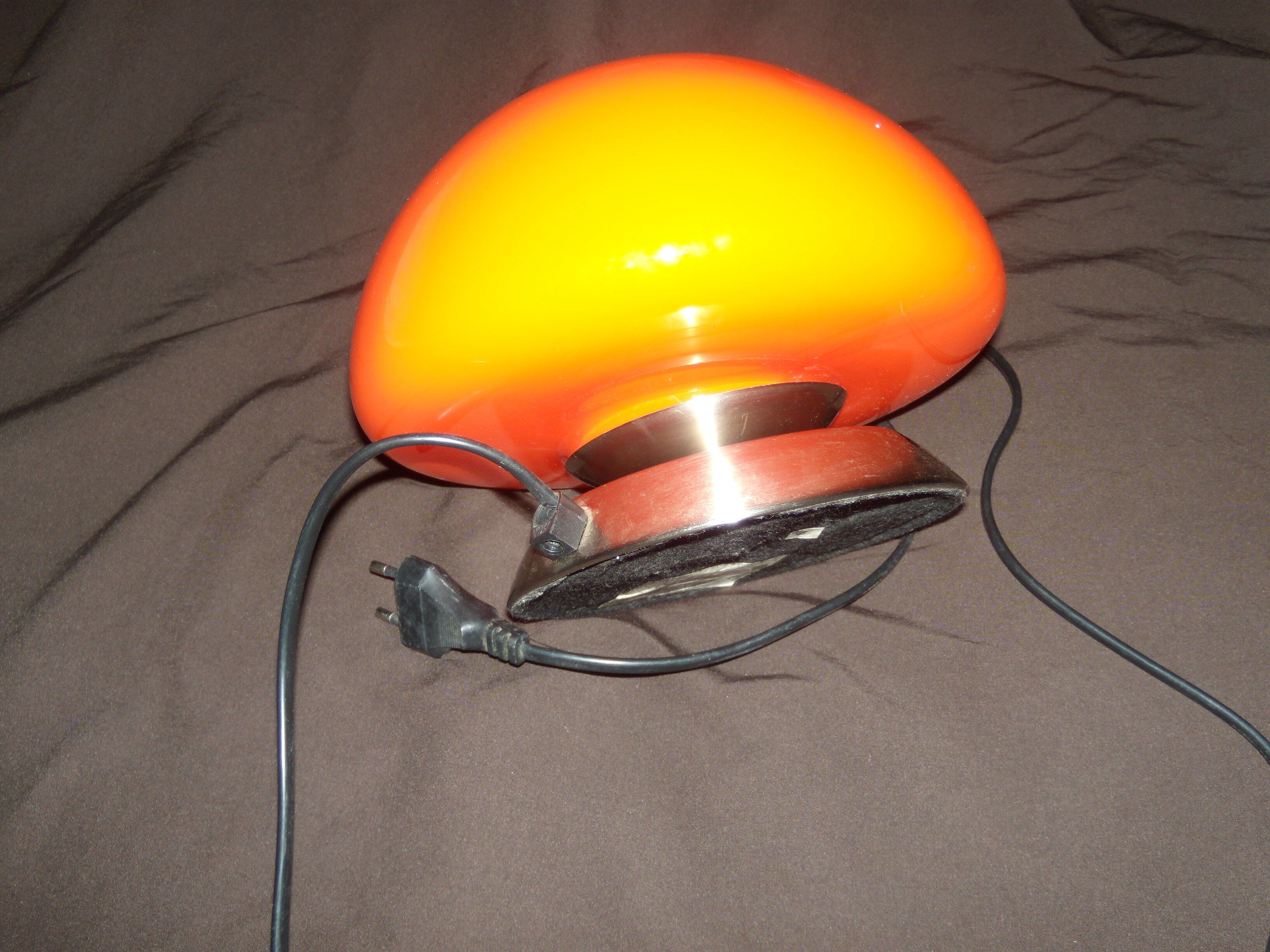 Vintage lamp in the shape of orange mushroom "UFO touch lamp"