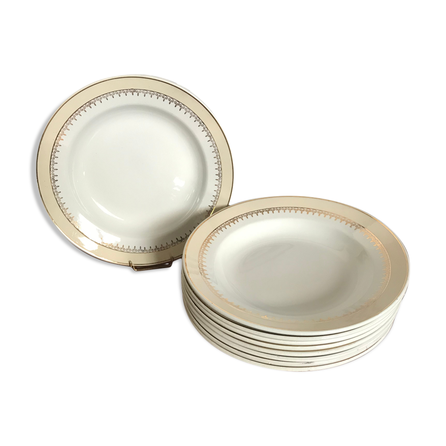 Set of 9 Lunéville hollow plates