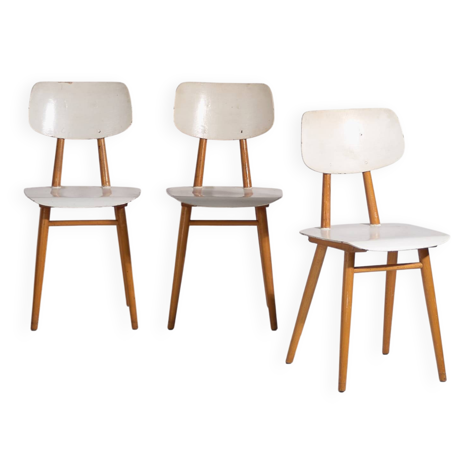 Vintage white chairs (circa 1960). 3-piece set #1