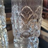 Pair of thick pressed glass art deco vases