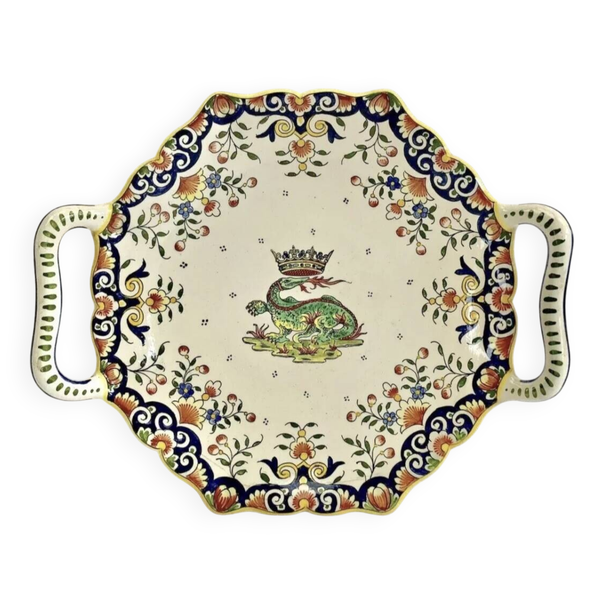 Antique Desvres Rouen fruit bowl, Blois François 1er model