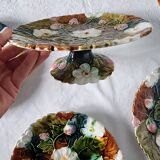 Ensemble de 6 assiettes et assiette à gâteau avec pied en céramique