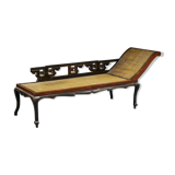 Antique chinese hardwood and rattan daybed