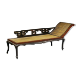 Antique chinese hardwood and rattan daybed