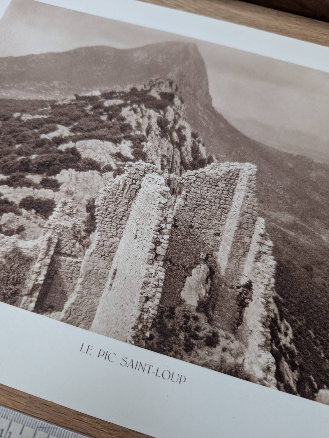 Pic Saint-Loup, vintage, photo plate printed in 1935.