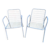 Pair of Antique EMU RIO Armchairs in White Metal Vintage