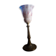 Lampe pied laiton et bronze 1920 et opaline rose et blanche 37x14