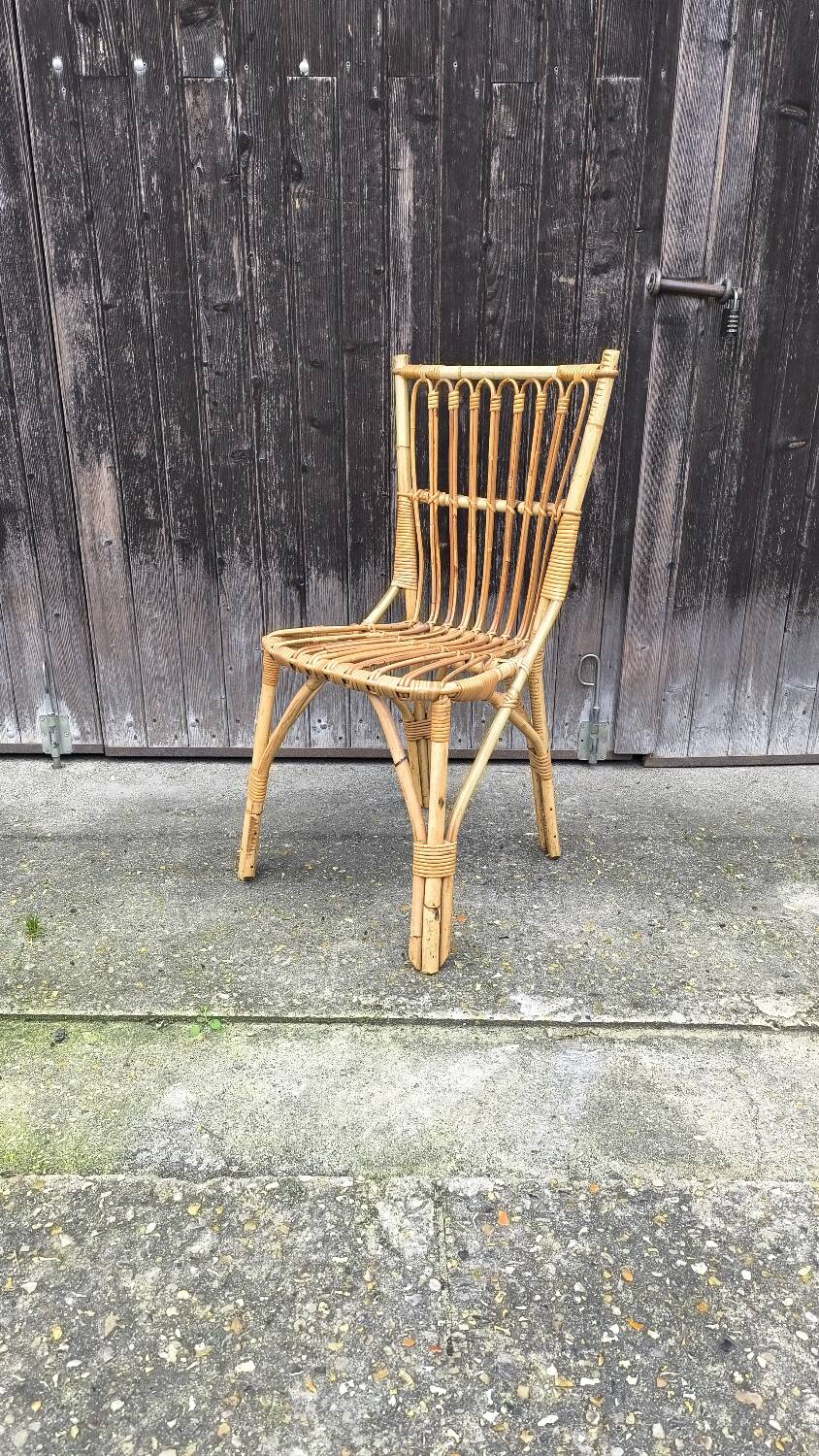 Chaise en rotin 1960