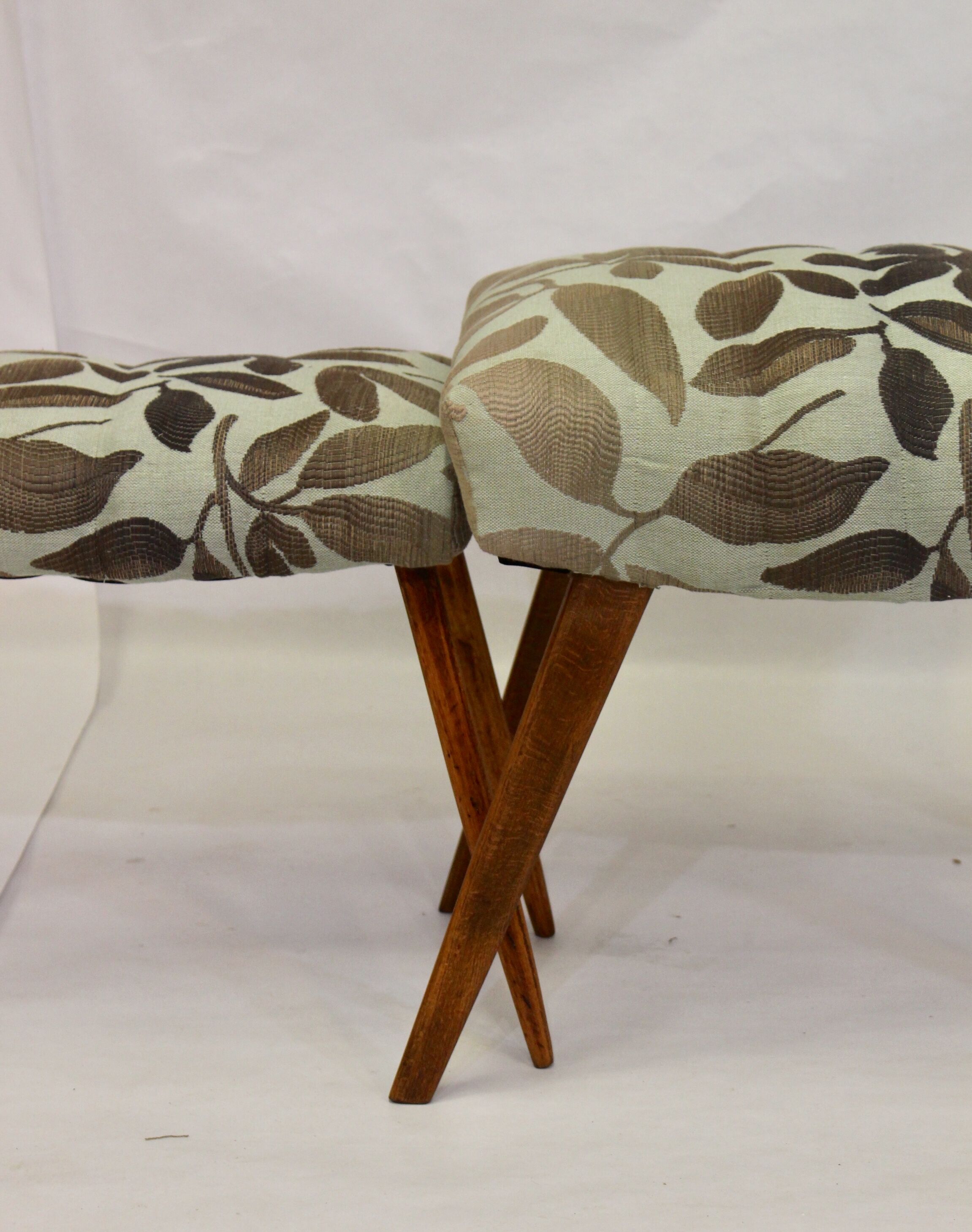 Duo of stools in 50s beech fully restored