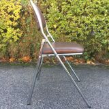 Set de 6 chaises pliantes acier et similicuir 70’s