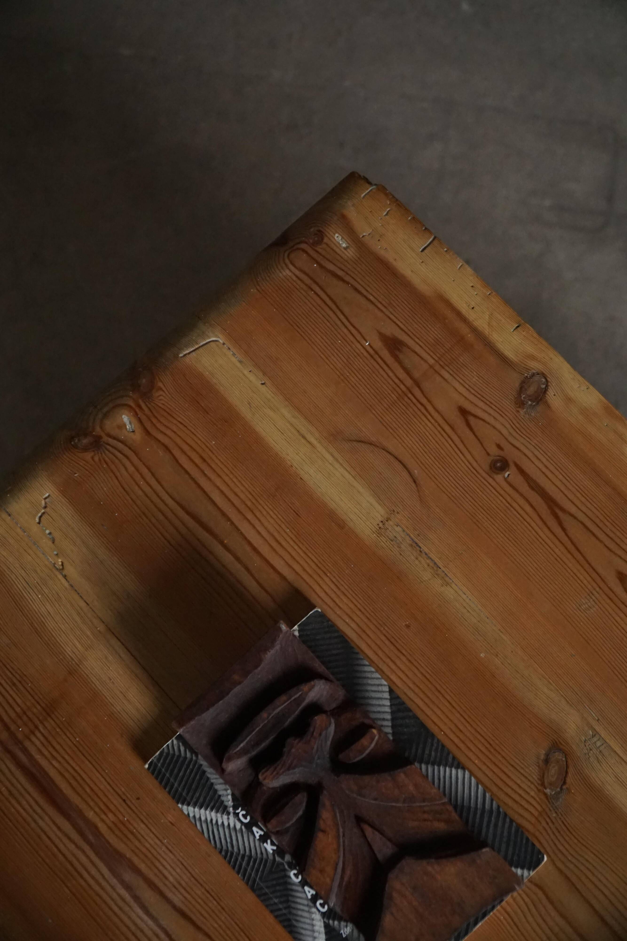 Antique Danish pine commode with ball feet, late 19th century.