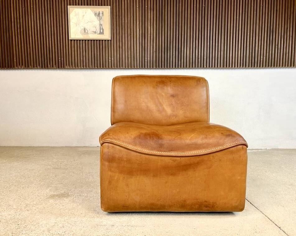 Brutalist Style DS-15 Leather Lounge Chair from De Sede, Switzerland 1970s