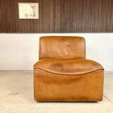 Brutalist Style DS-15 Leather Lounge Chair from De Sede, Switzerland 1970s