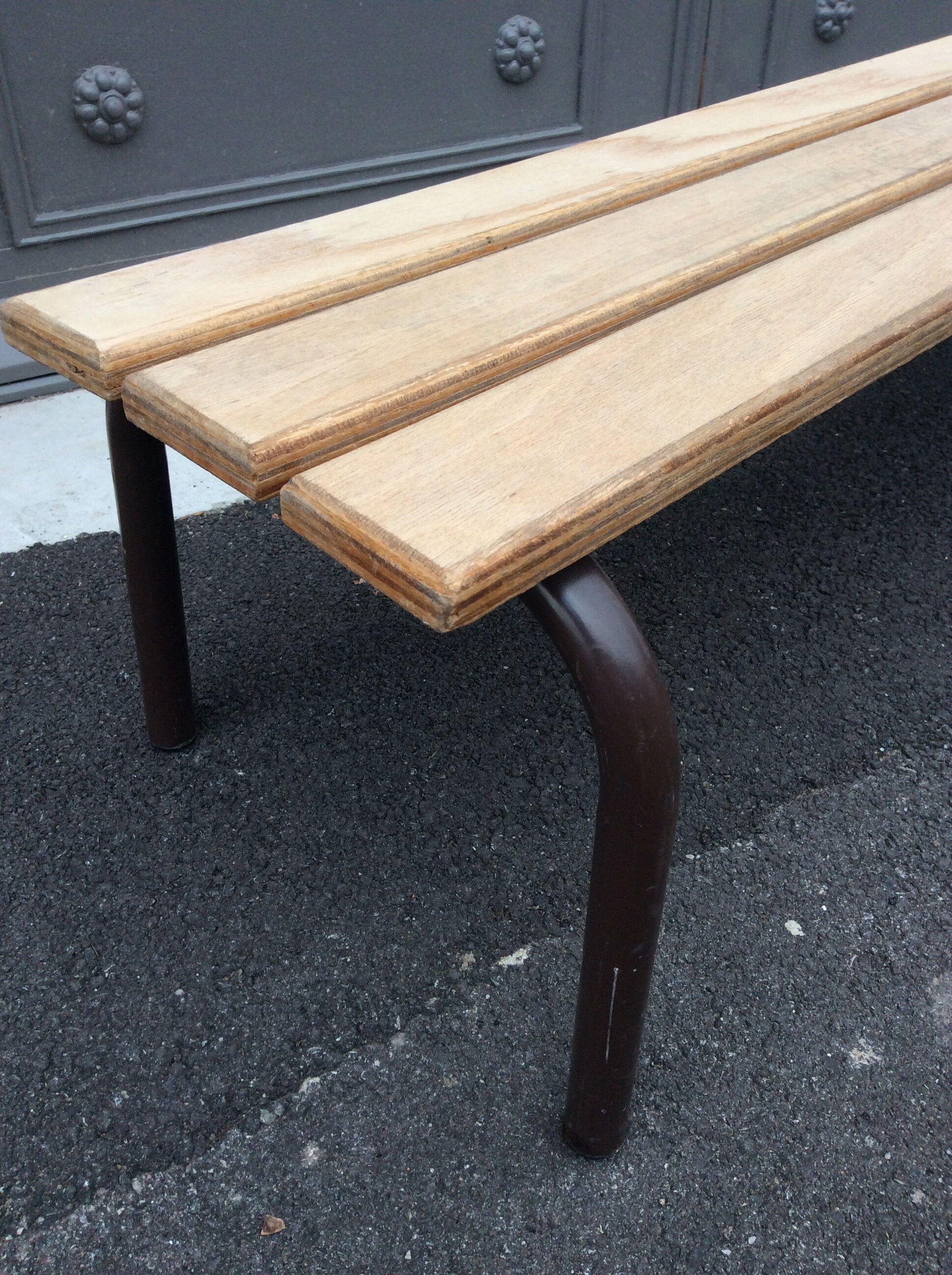 Former vintage mullca school bench. tubular pedestal