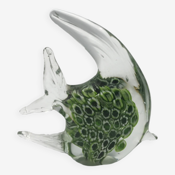 Sulfide shape fish deco hand-blown glass paperweight millefiori