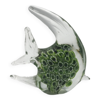 Sulfide shape fish deco hand-blown glass paperweight millefiori