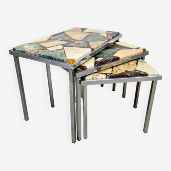 Tables d’appoints en marbre vintage 'Onyx stones'