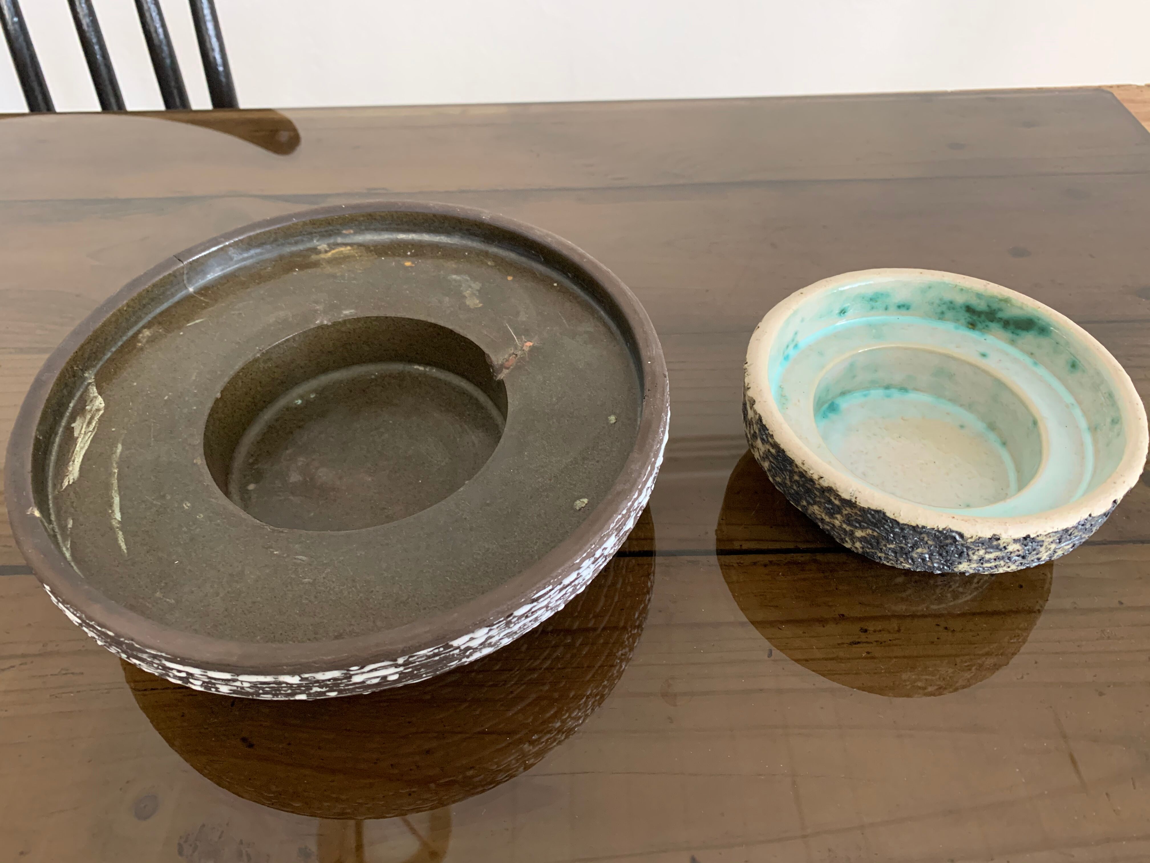 Duo caches vintage ceramic pots 50s