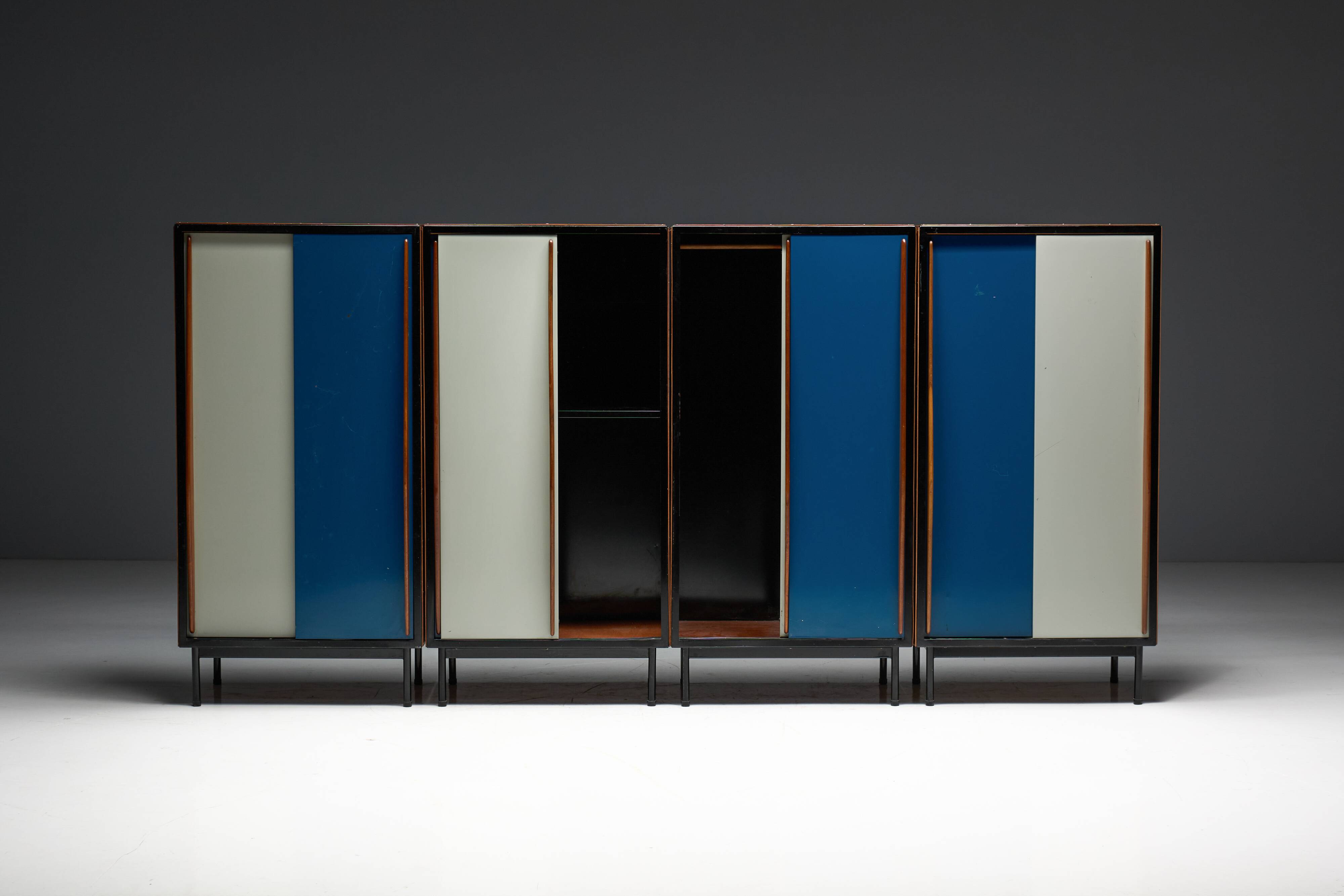 Modernist wardrobes by Willy Van Der Meeren for Tubax, Belgium, 1950s