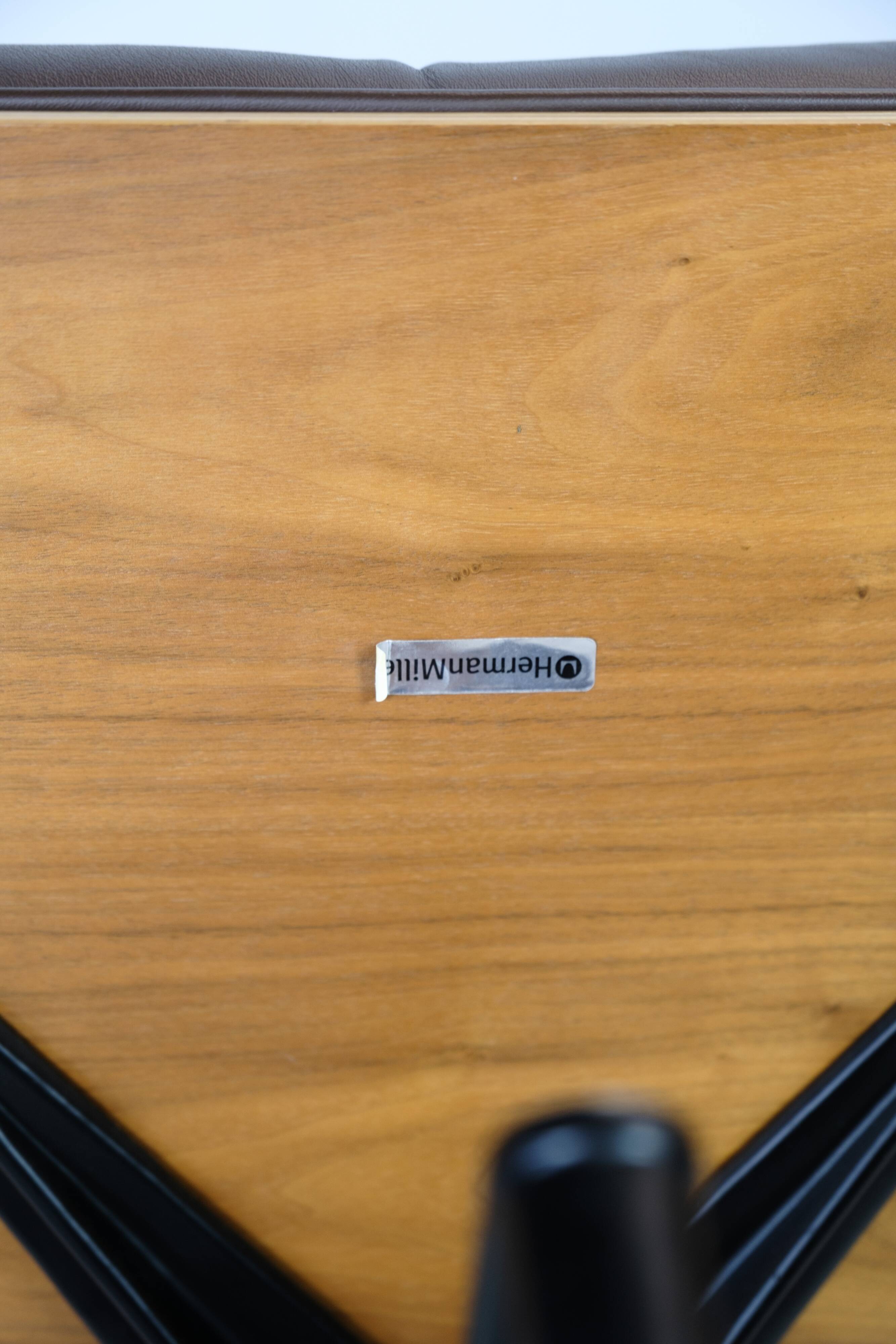 Charles Eames Lounge Chair In Brown Leather And Light Walnut