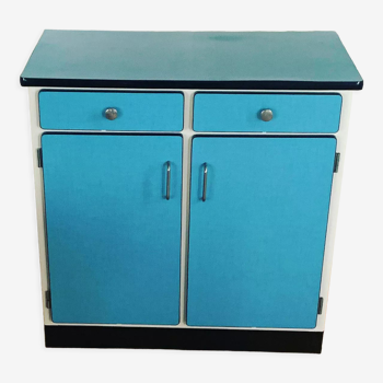 Vintage sideboard in blue formica