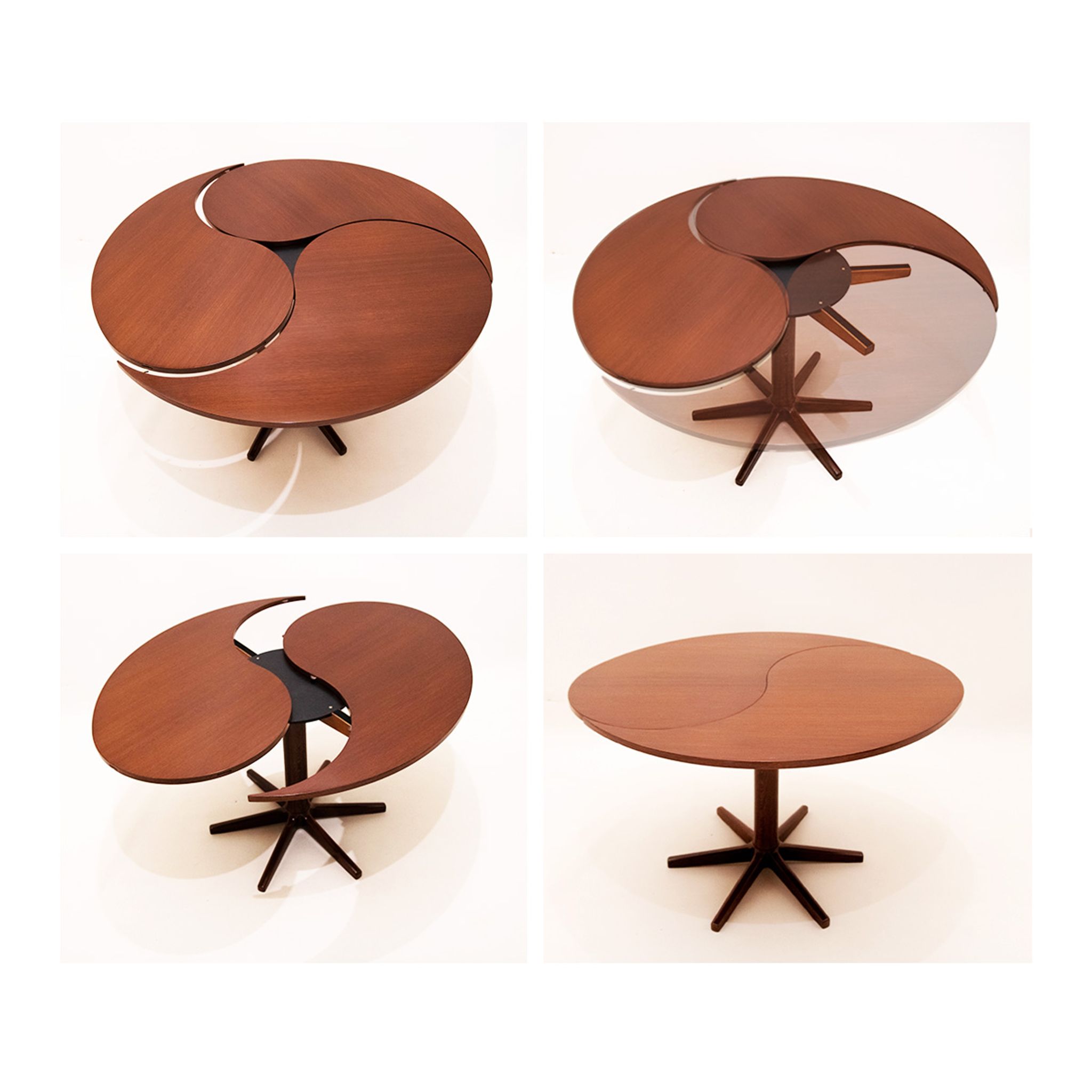 Danish Mid Century Yin-Yang teak extending dining table by Ole Gjerløv-Knudsen and Torben Lind