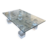 70s glass and lucite coffee table