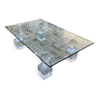 70s glass and lucite coffee table