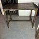 Vintage industrial workshop desk in patinated metal - brass drawer
