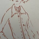 Painting signed in ink fashion engraving "study model of woman's jacket"