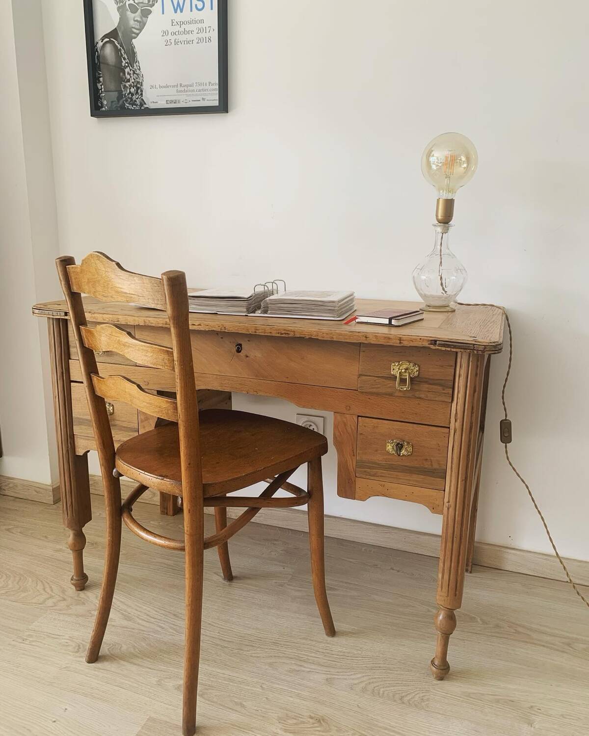 Old restored wooden desk