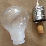 Suspension ampoule en verre bullé des années 70