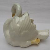 Signed swan-shaped earthenware garden