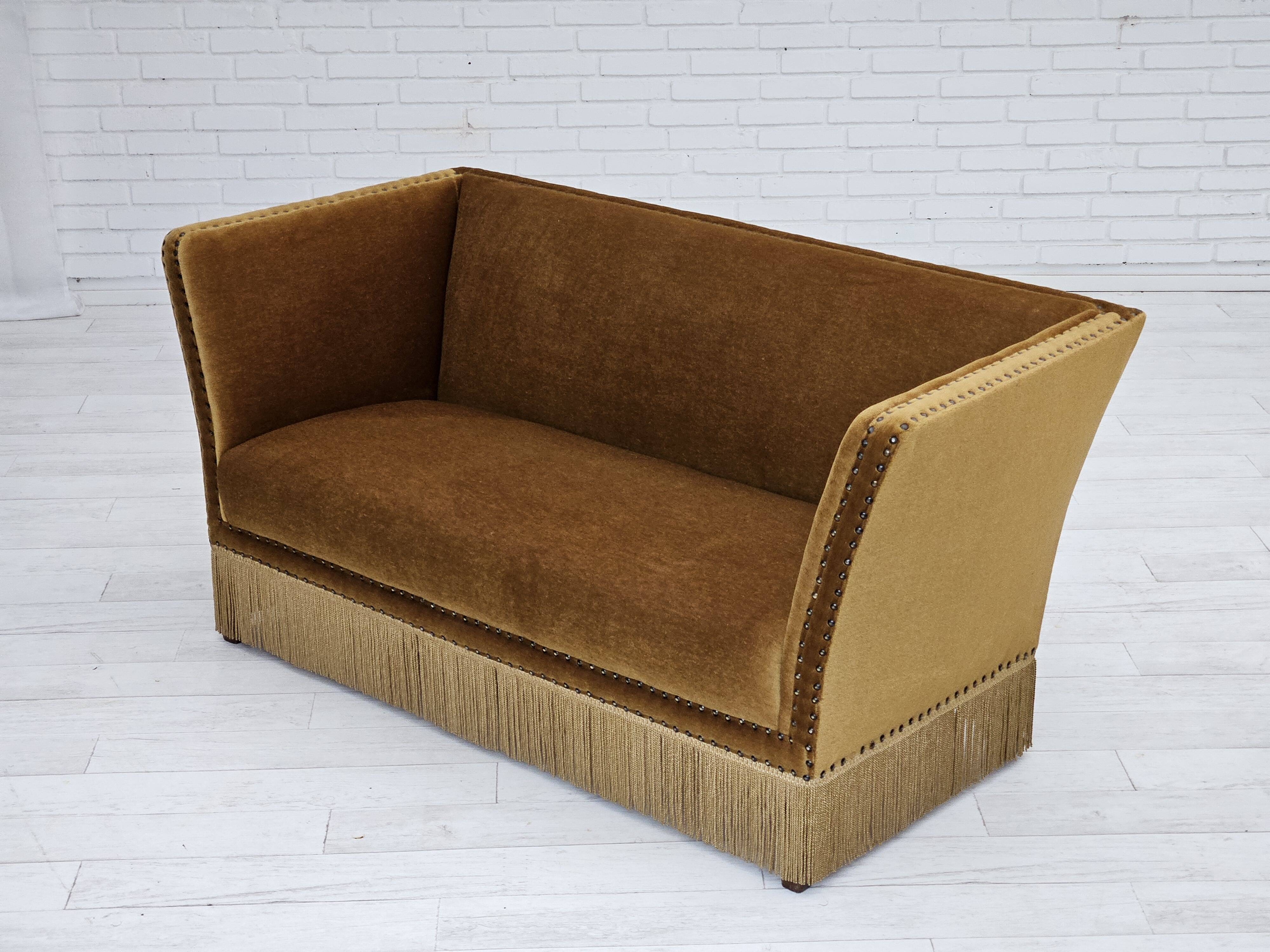 1960s, Danish 2 seater sofa, furniture velour, original condition.