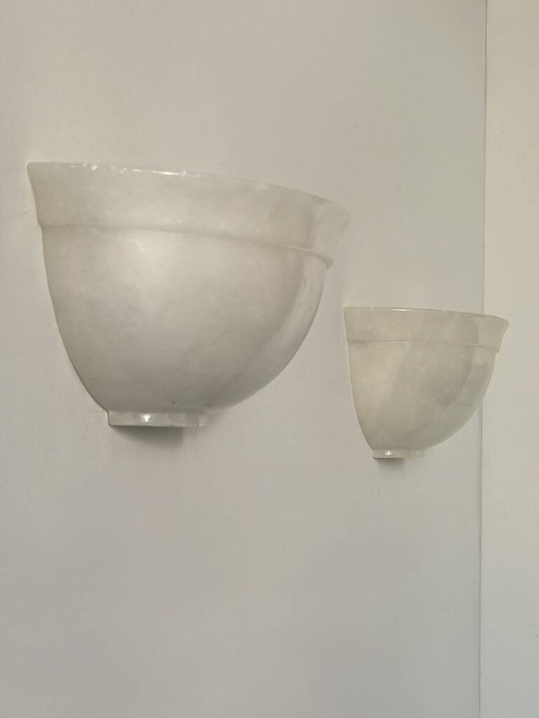 Pair of vintage alabaster wall lights, France, 1970.