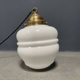 English opaline with brass glass pendant lamp
