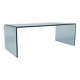 Postmodern coffee table made entirely of glass. Modernist and bitches minimalist look.