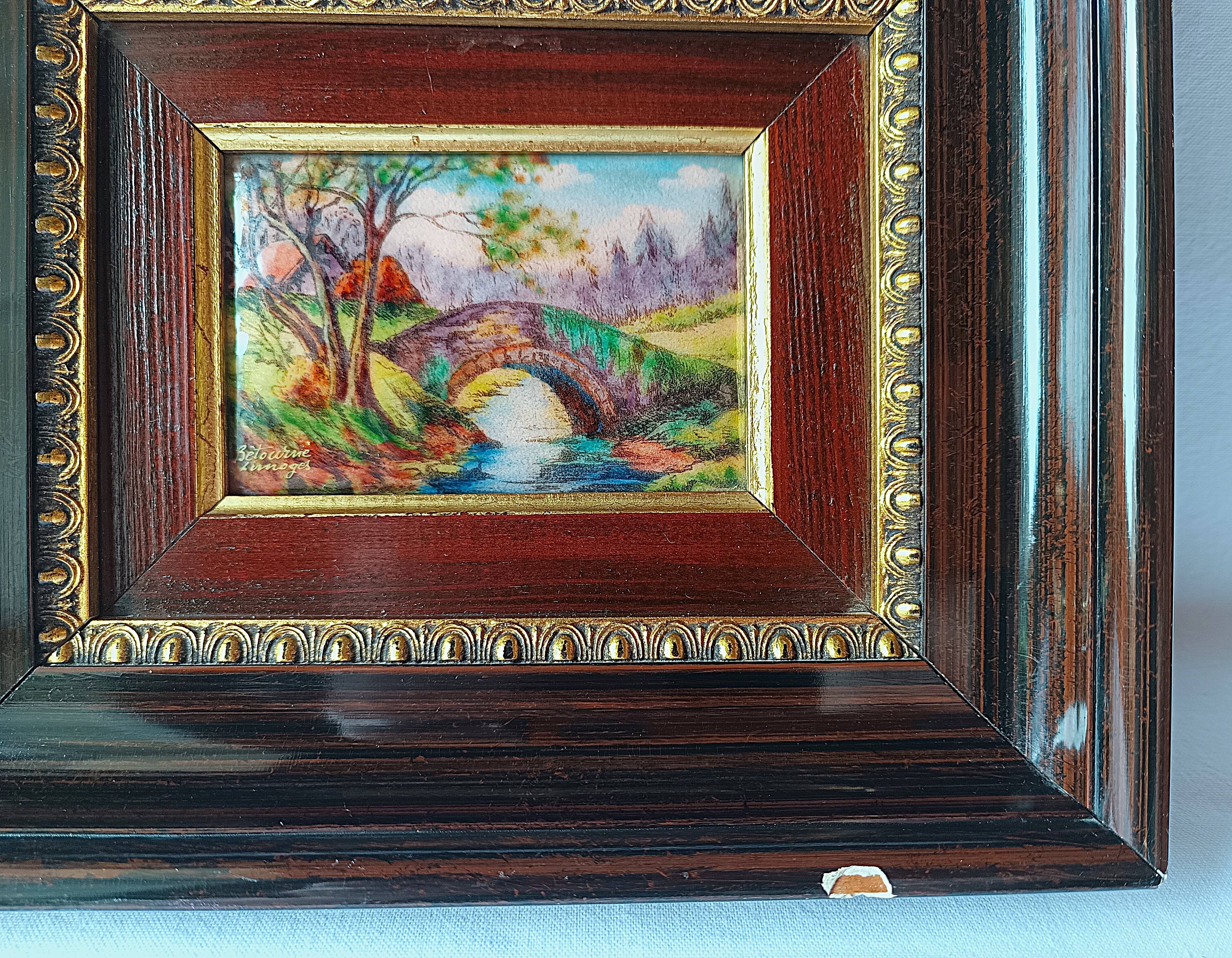 antique painting signed R. Bétourné wooden stucco frame