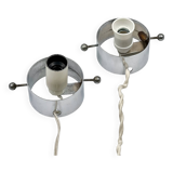 Vintage 70s Glass Table Lamps – White Glass with Metal Stand, Set of 2
