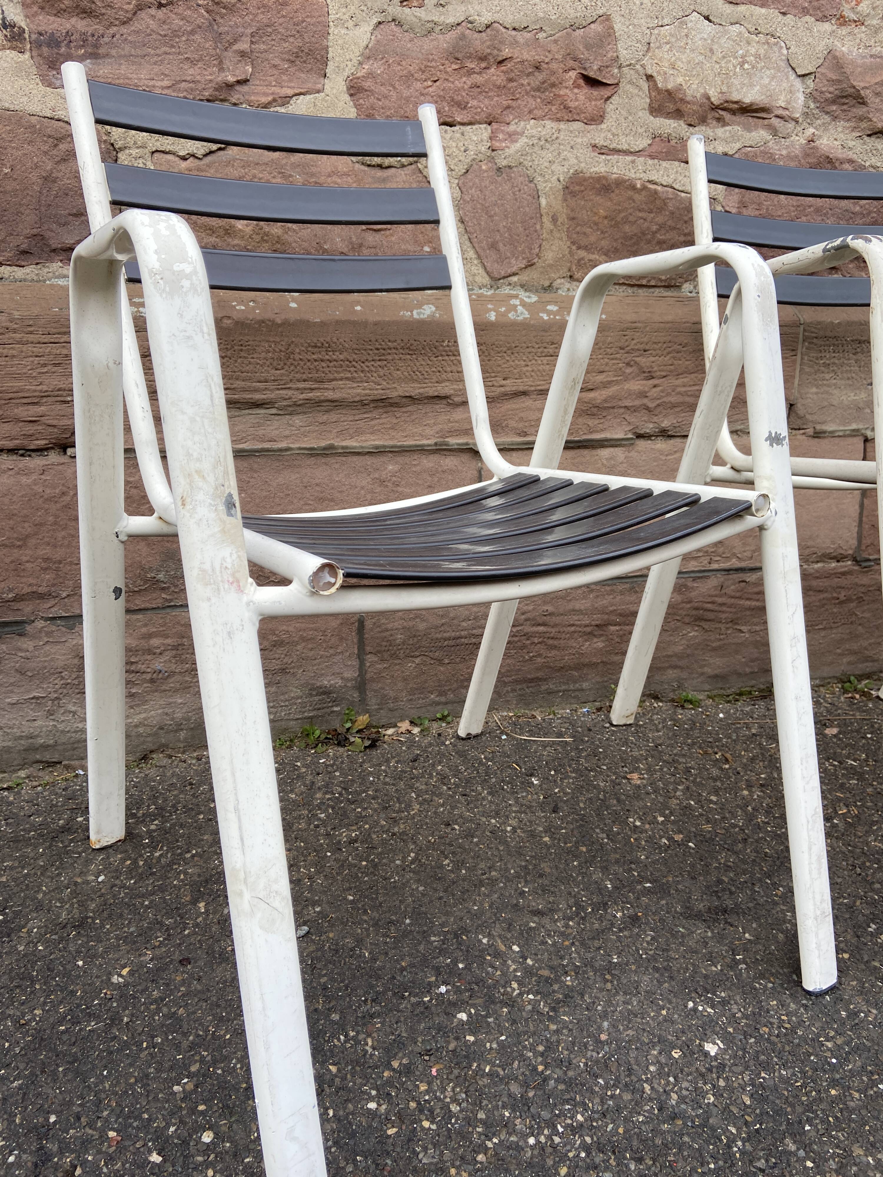 Set of 8 vintage terrace garden chairs 1970